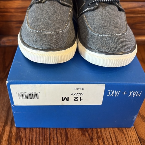 Μax + Jake boys Bradley slip on textile casual shoes denim / faux leather 12M - Picture 2 of 11